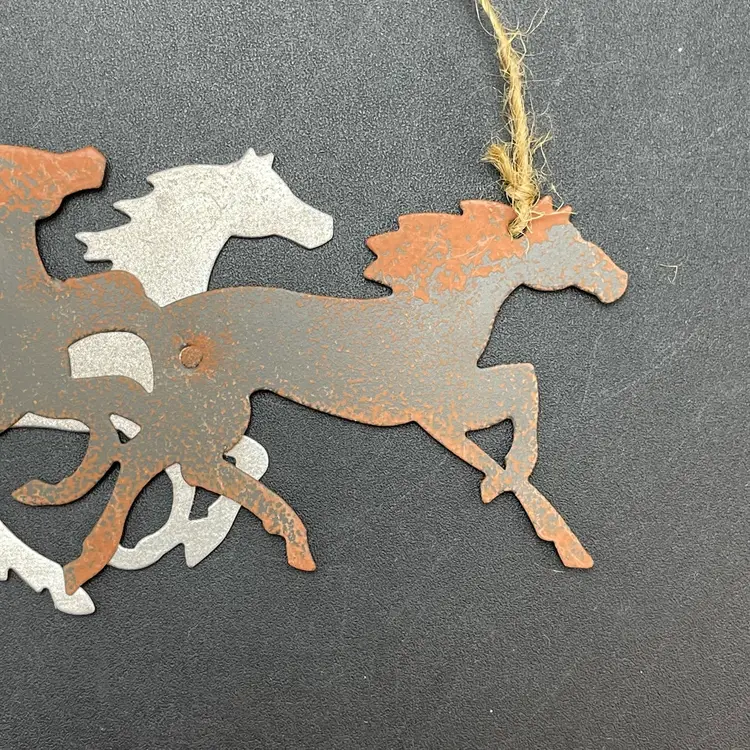 Metal Galloping Horses Wall Hanging Ornament Southwestern Ranch Farm Decor