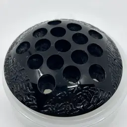 VINTAGE L. E. Smith Black Amethyst Glass 16-Hole Flower Frog