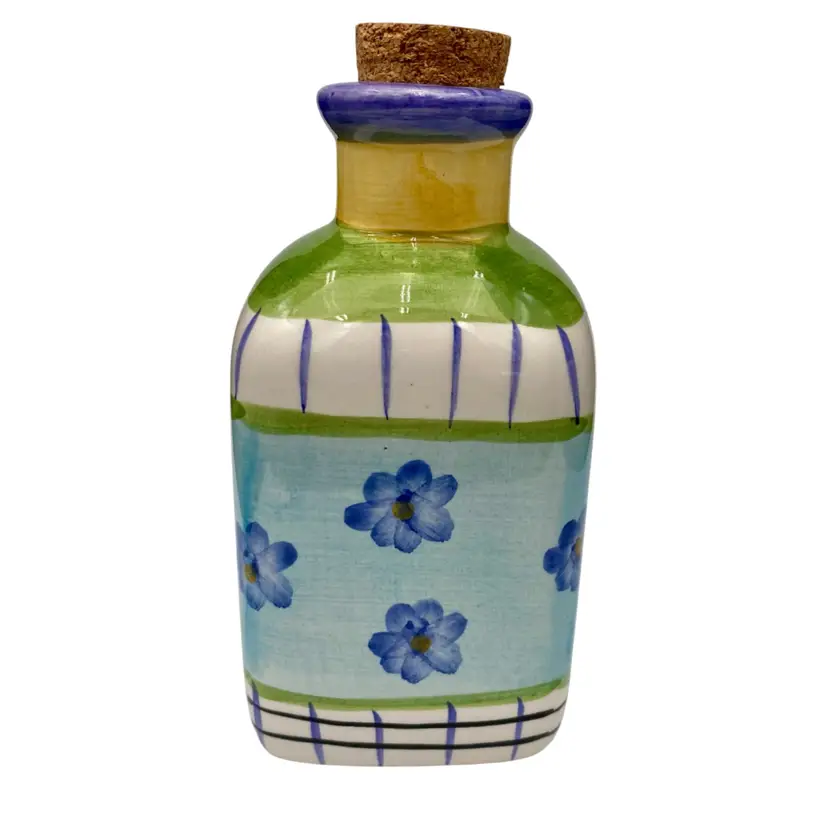 Home Lifestyles Ceramic Purple, Green & Blue Decorative Jar/Bottle with Cork