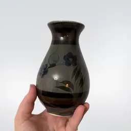 5.75in Tall Vintage Tonala Bud Vase With Flowers And Butterflies