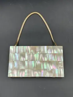Vintage 1940 – 50S Mother Of Pearl Compact Purse Minaudiere Wedding Purse