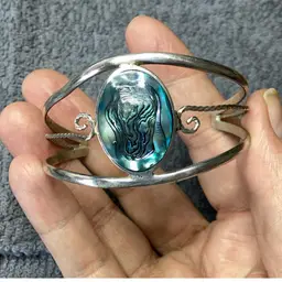 Alpaca Mexico Cuff Bracelet Abalone Adjustable 6.5