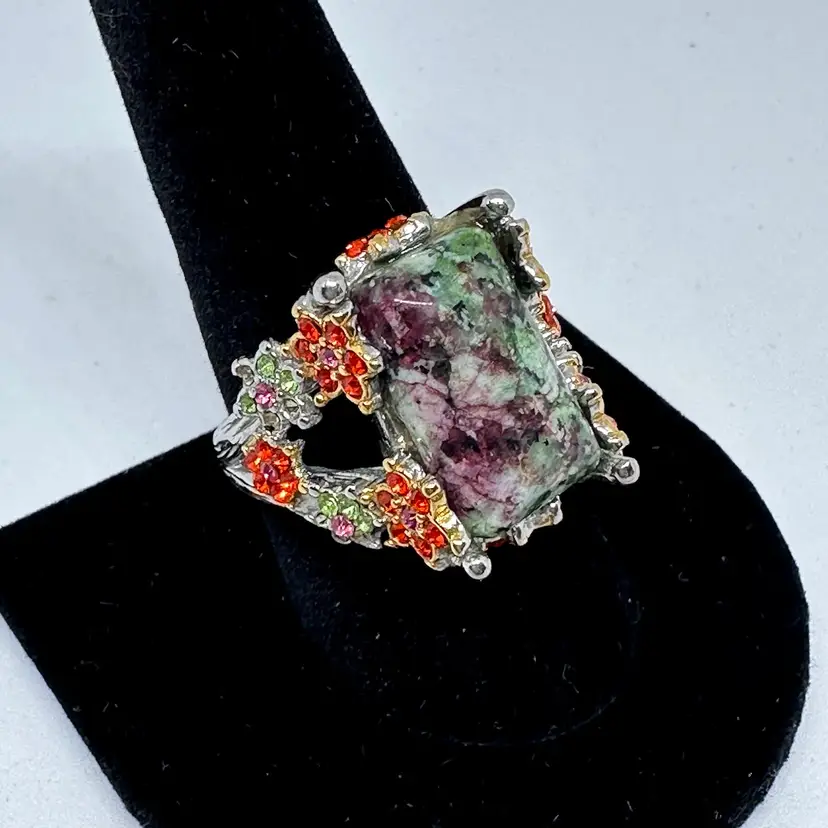 Eudialyte cabochon Gemstone Ring Size 10