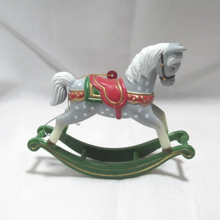 2 Rocking Horse Christmas Ornaments  - Plastic