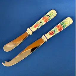 Vintage Hand Painted HB Henriot Quimper Cheese Knife & Cheese Butter Spreader