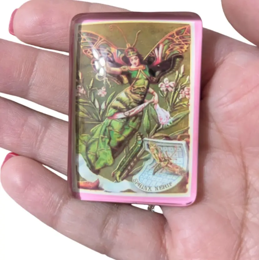 Art Nouveau Butterfly Woman Glass Magnet Sphinx Nerif