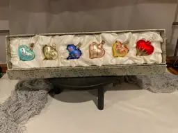 6 Glass Hearts Ornament Valentine Sweetheart Love Decor
