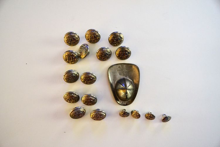 Vintage Fireman's Uniform Buttons Metal Scoville MFG Waterbury Silver Colored