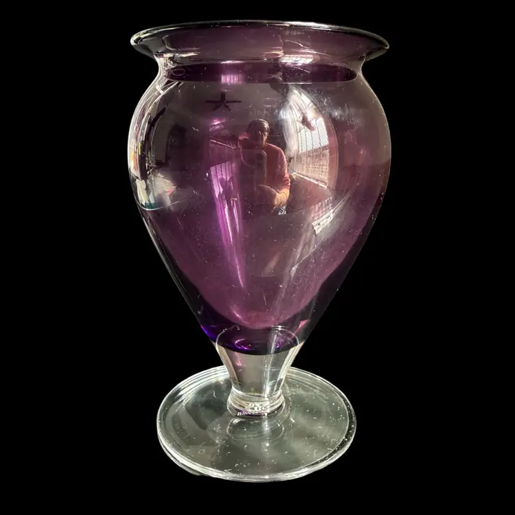 William Yeoward Crystal Amethyst Footed Vase 6”