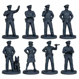 42mm Police Figures Set Model Railroad Officers Resin 8pc Set 3D Prints