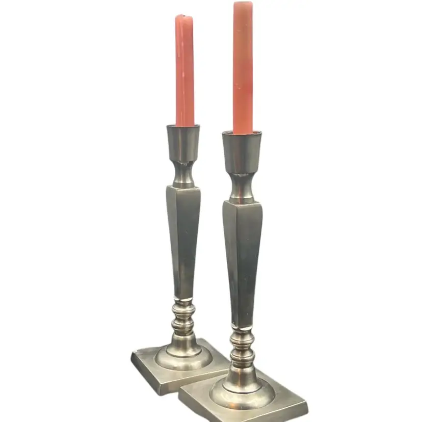 12” Tall Restoration Hardware Heavy Metal Candlesticks (set of 2) 12” Tall x 4.5” Base