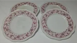 Vintage J & G Meakin English Staffordshire Sterling Set Of 4 Red Vine Dining Plates