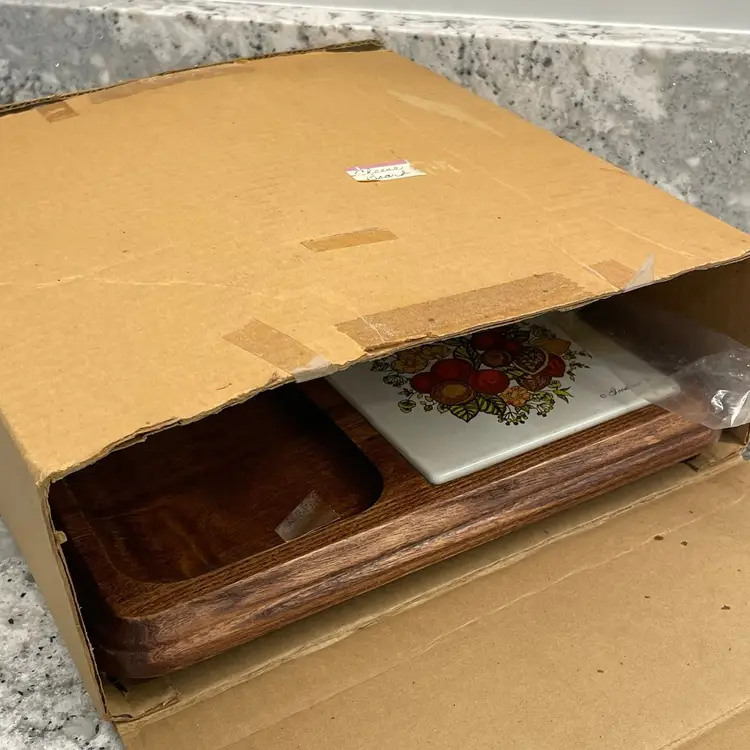 Vtg Good Wood Cheese Charcuterie Board Japan Pottery Bowl Box MCM 70s 1022