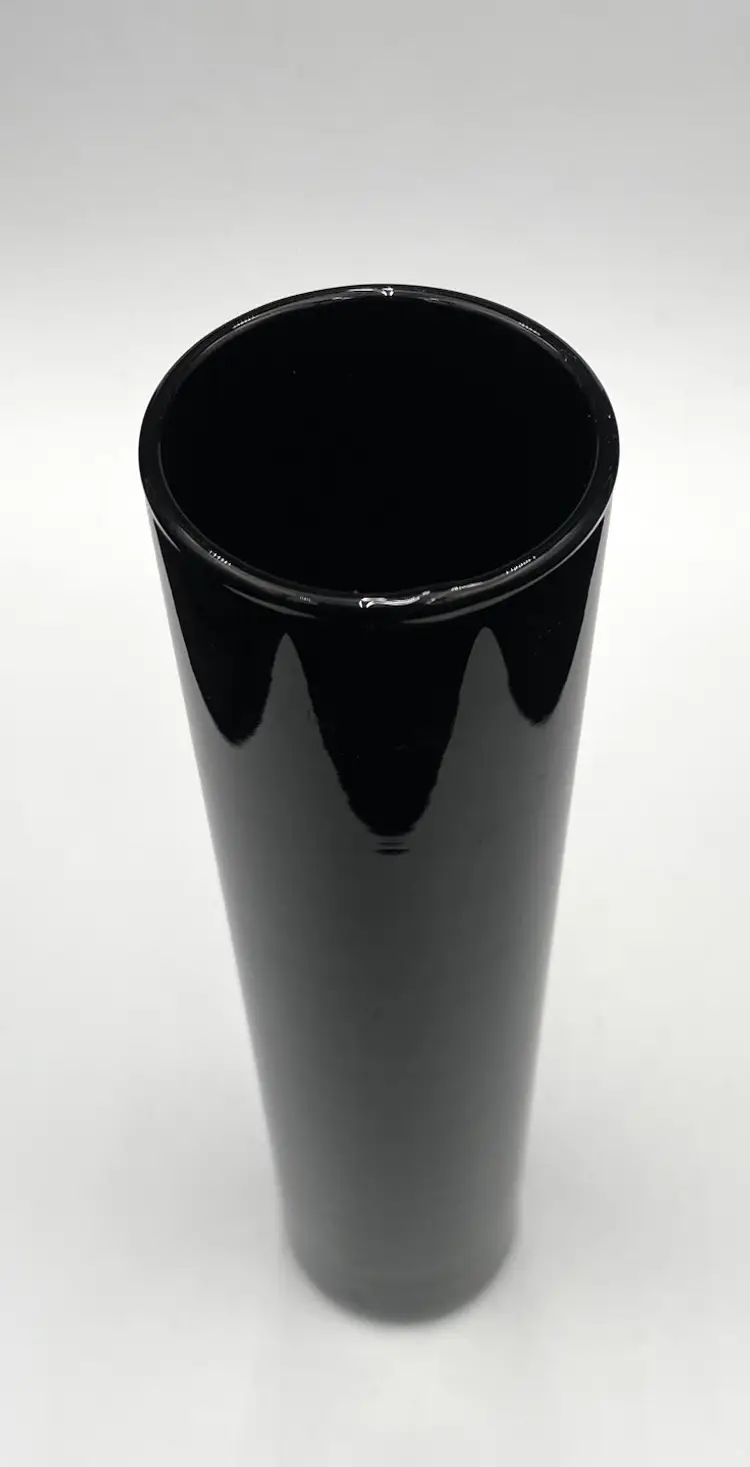 Vintage Black (Deep Amethyst) Blown Glass Bud Vase, Cylinder/Tube, 7.5"