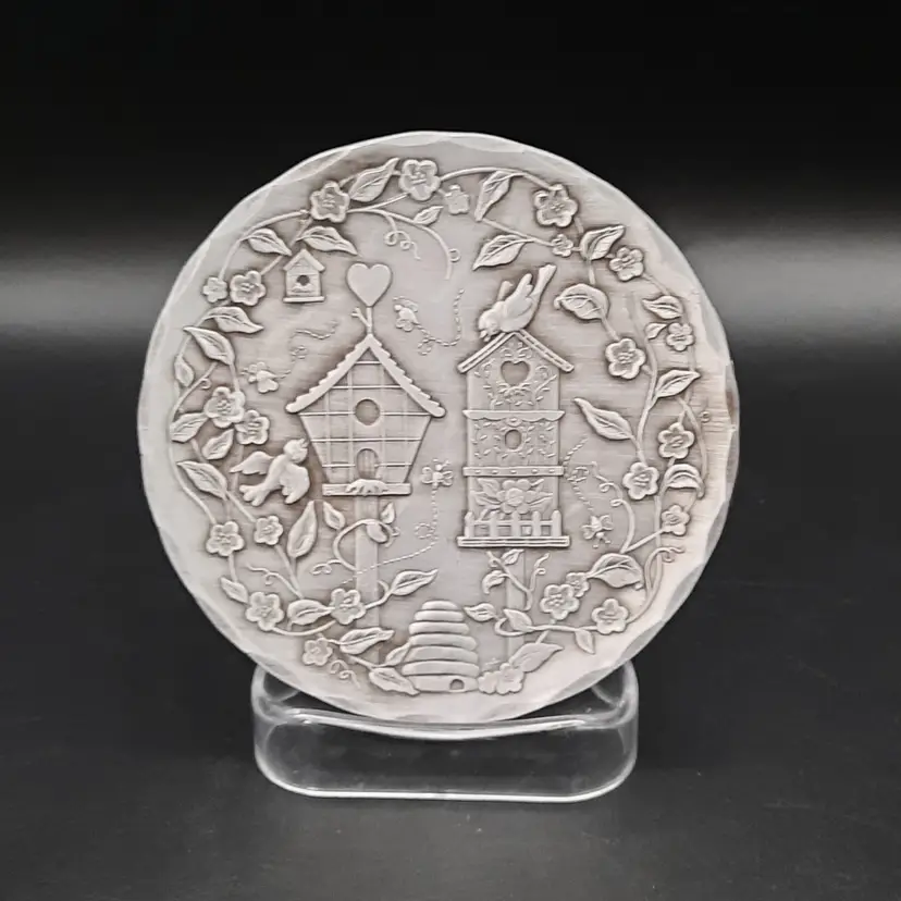 American Forging USA Hand Forged Silver Metal Small Birdhouse Trinket Dish Plate Coaster