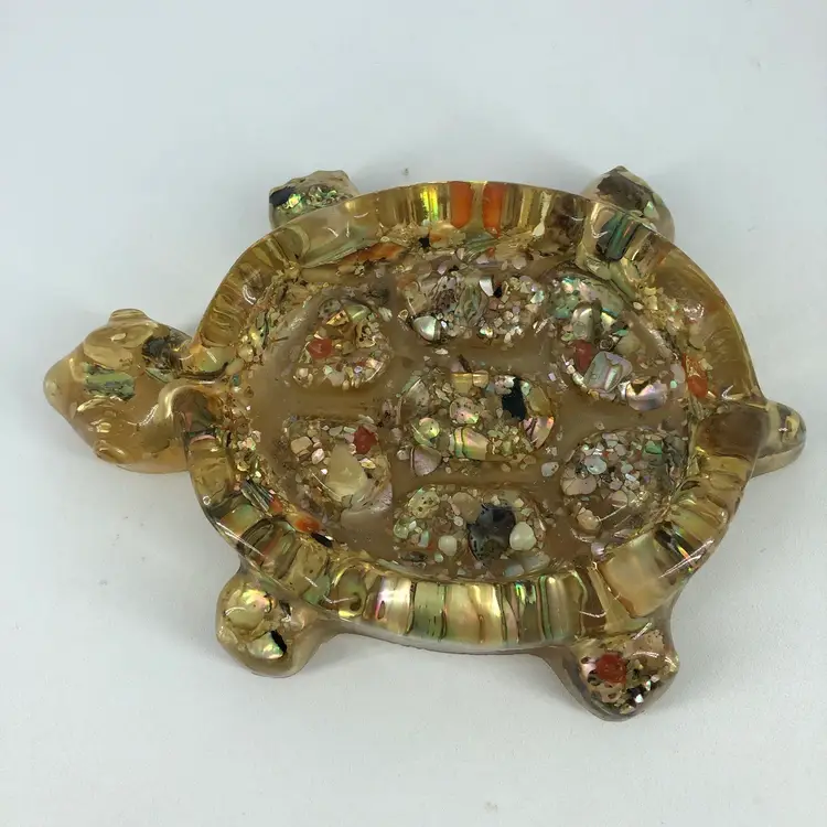 Vintage Lucite Abalone Shell Vomit Soap Dish Trinket Tray