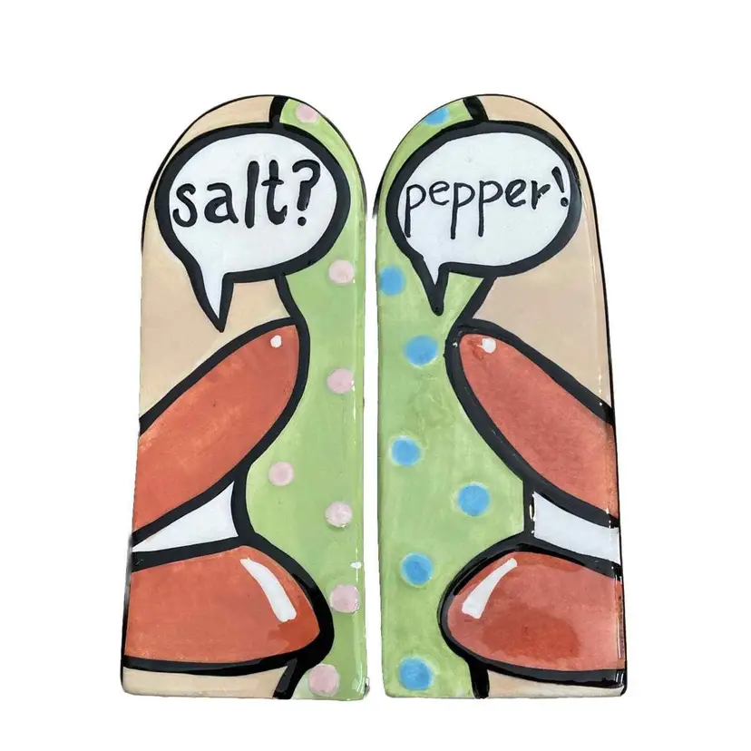 Salt and Pepper Shakers POP ART, Joanne Delomba With Love, Kissing Lips Vintage