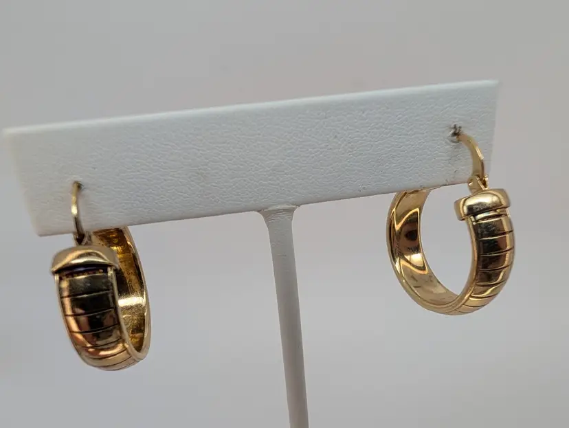 Vintage Sterling Silver 925 W/Gold Vermeil Hoop Earrings .75"