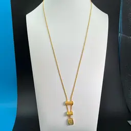 Long Gold Chain With Three Accents, Lobster  Clasp, 26” Long
