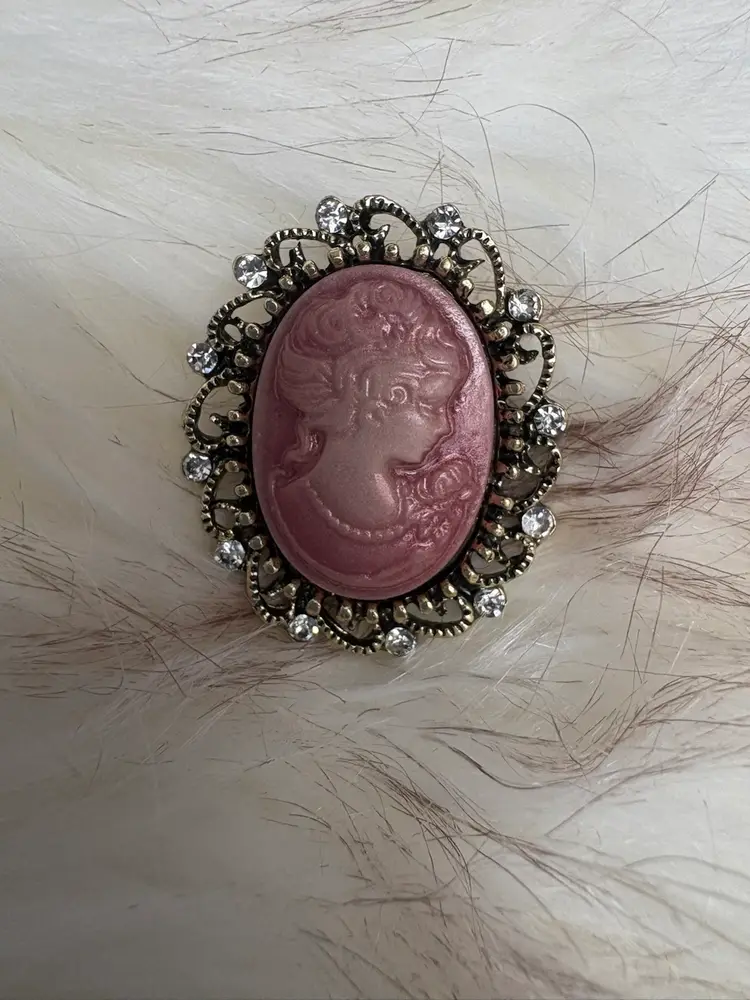 Elegant Pink Cameo Brooch