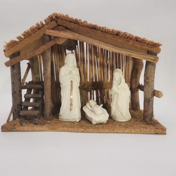 Lenox China Jewels Nativity Scene 13 Figurines &Stable Vintage Perfect Condition