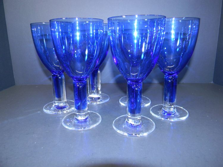 Wine Glasses  Cobalt Blue  Set of 6