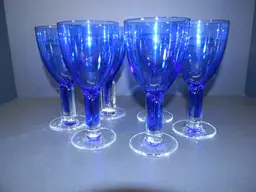 Wine Glasses  Cobalt Blue  Set of 6