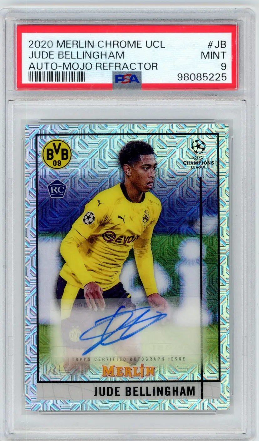 2020 Merlin Chrome UCL JUDE BELLINGHAM RC Rookie Auto Mojo Refractor /99 SP #JB BORUSSIA DORTMUND PSA 9 MINT