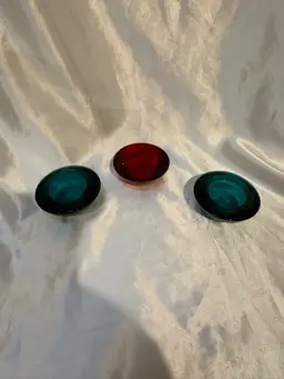 Set 3 Crate and Barrel Red Green Votive candle holders