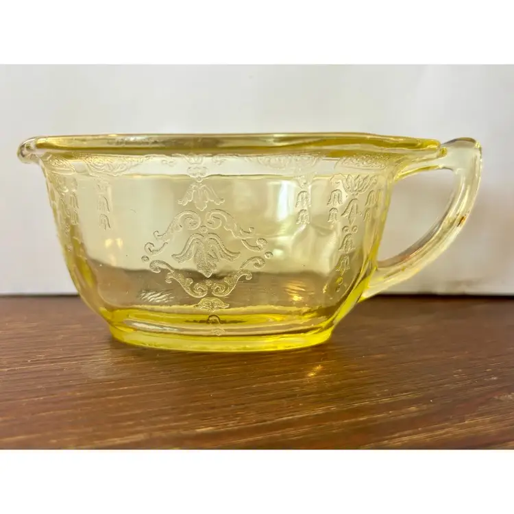Anchor Hocking 1930’s Princess Topaz  Yellow Depression Glass Creamer