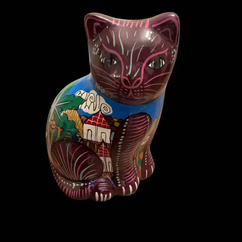 HP Talavera Mexican Ceramic Cat 5.5” - 6” No Glow