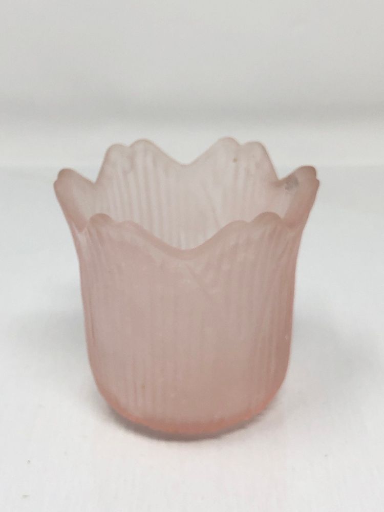 Mini Pink Frosted Satin Glass Tulip Votive Holder