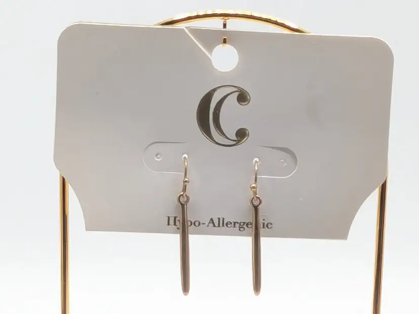 Charming Charlie Gold Tone Dangle Bar Pierced Earrings NOS