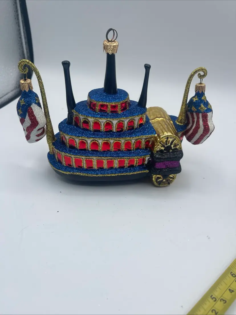 Larry Fraga Mississippi Steamer Ornament 7” Long 3 Piece Set