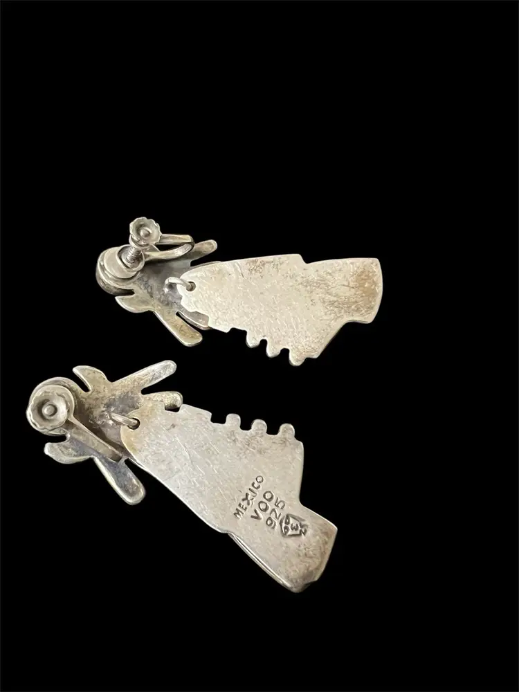 008 Vintage Taxco Sterling silver Native Headdress Earrings