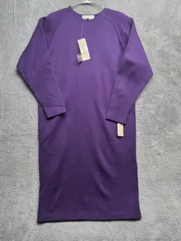 Vintage 1980-1990s Outlander Leslie Fay Dress Womens Large Violet Sweater Dress