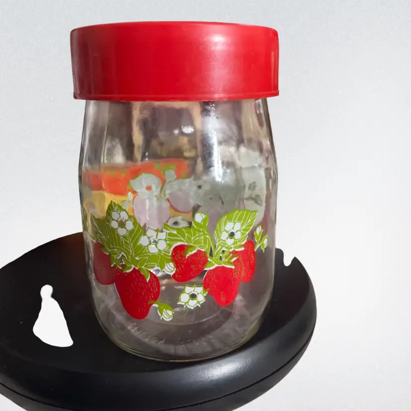 Carlton Glass Strawberry Canister