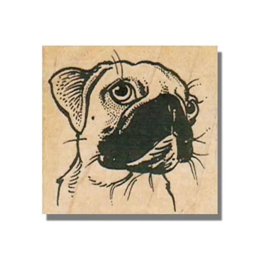 Pug Face Dog Rubber Stamp