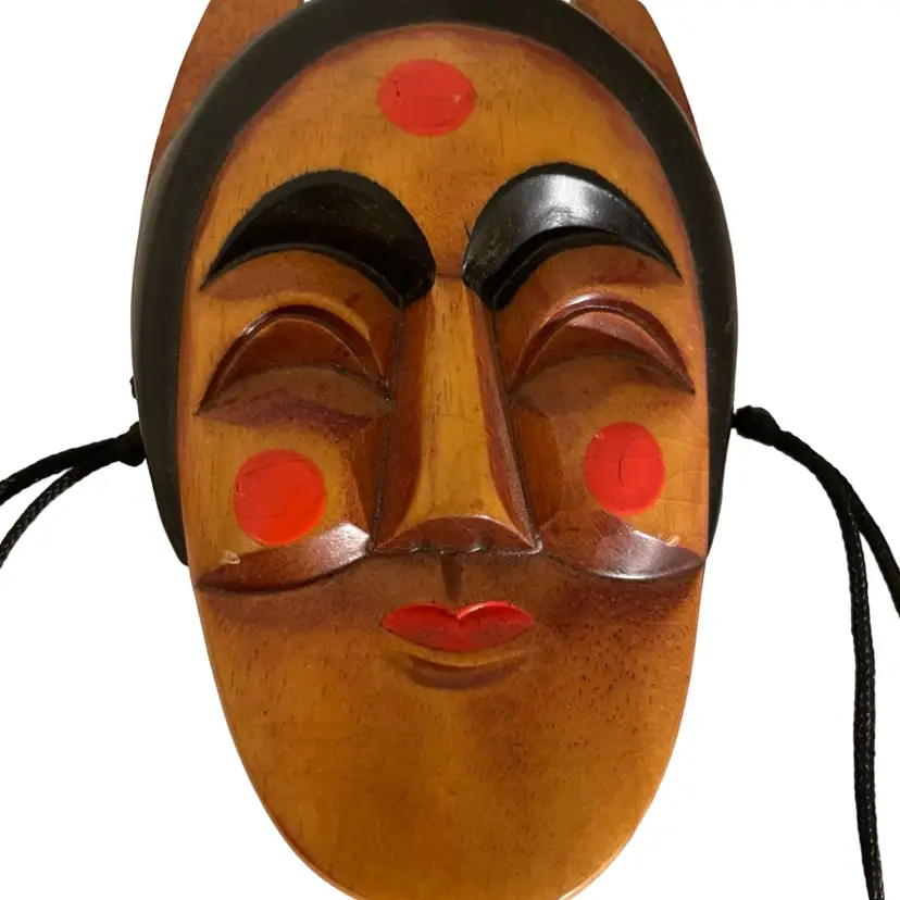 Vintage Korean Wood Face Mask Traditional HaHoe Tal Bune Festival 