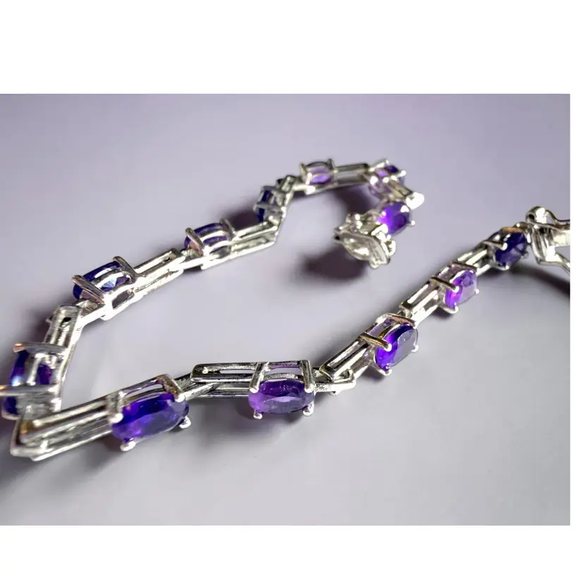 Sterling Silver Amethyst Tennis Bracelet - 6.75”