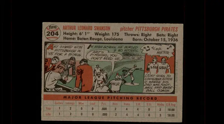 1956 Topps #204 Art Swanson - (pk-tl2) - Pittsburgh Pirates