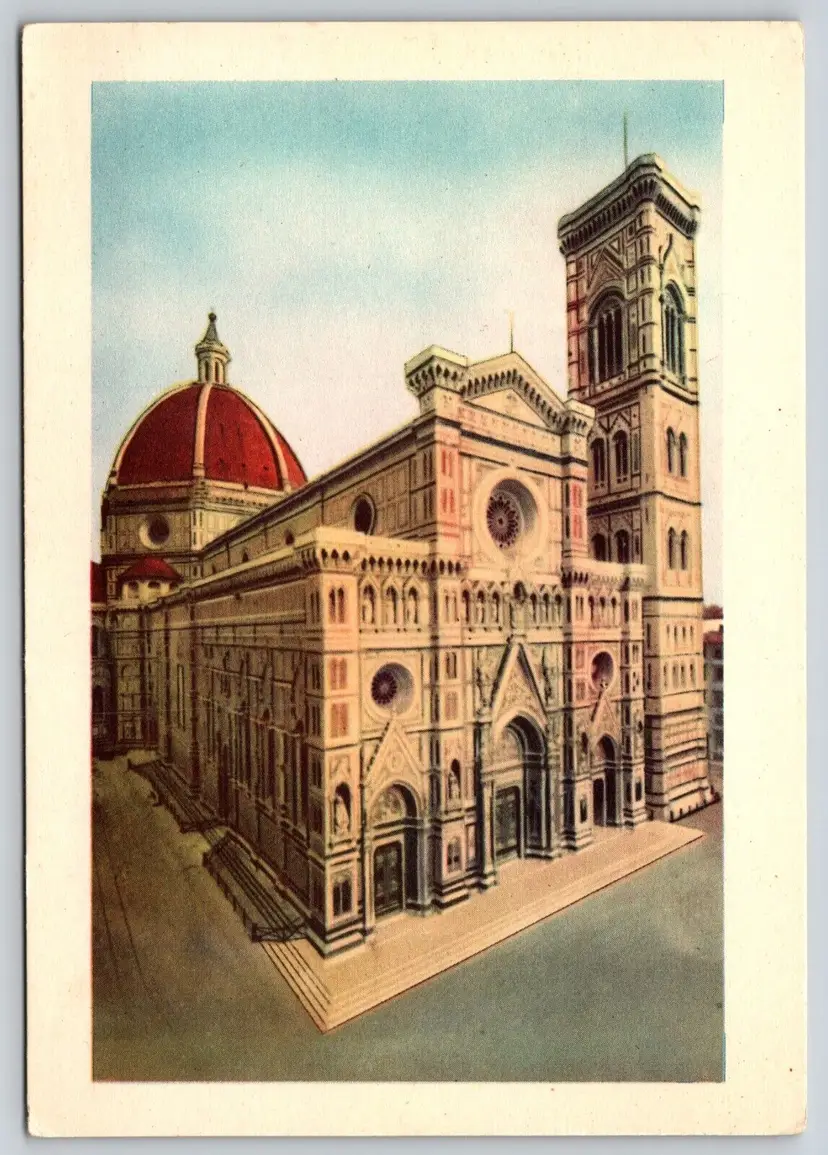 Postcard Florence Cathedral and Bell Tower Florence Italy Art Card