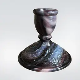 G- Imperial Shiny Purple Slag Glass Candle Stick Holder