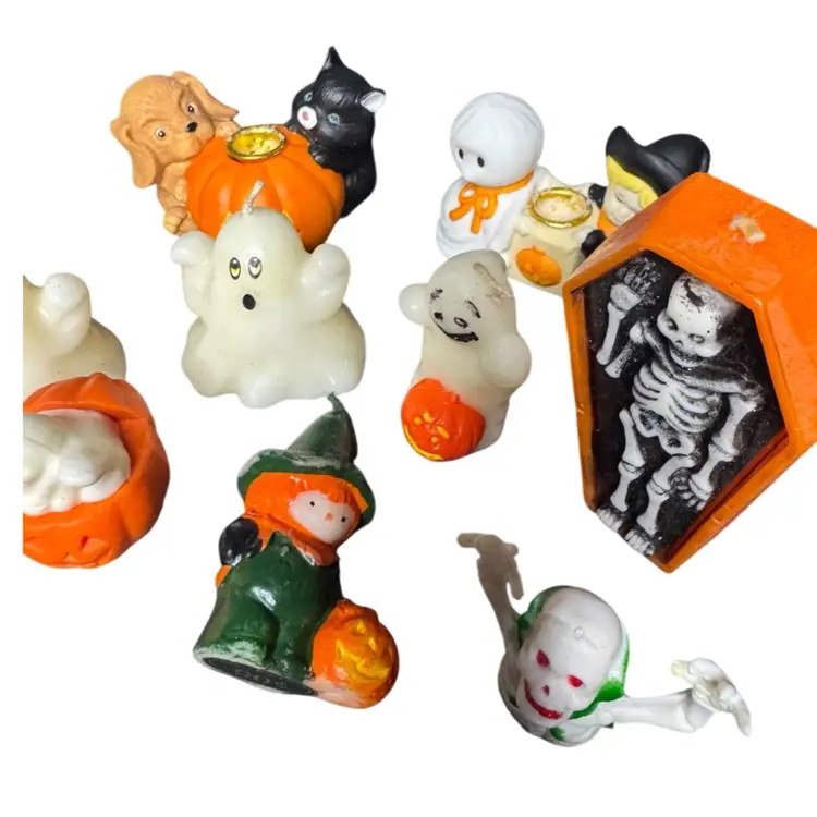 Vintage 11-Piece Halloween Candles-Pencil Toppers-Candle Holders