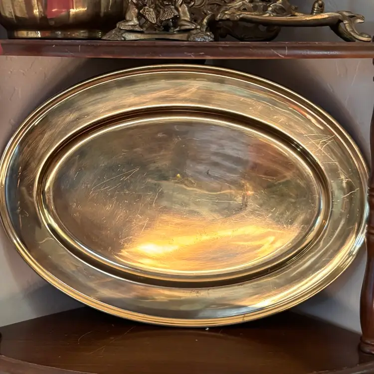 Vintage Solid Brass Oval Tray