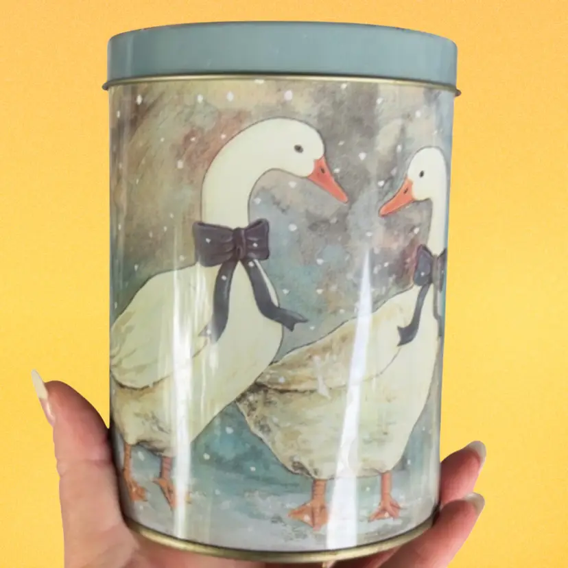 Blue Metal Duck Canister Tin