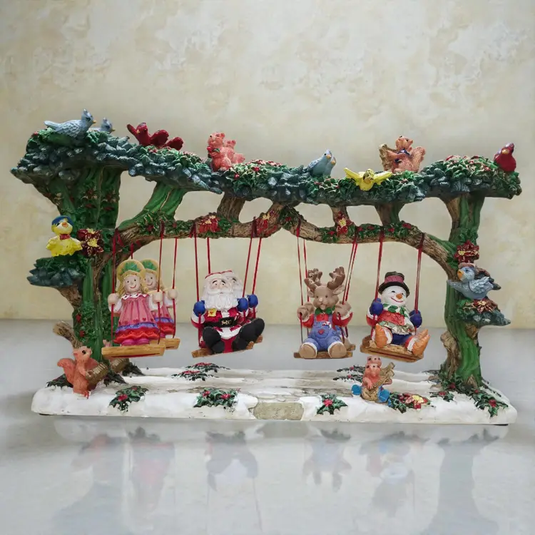 Vintage Jaimy Holiday Christmas Swings Resin Figures on Tree Swings 1997
