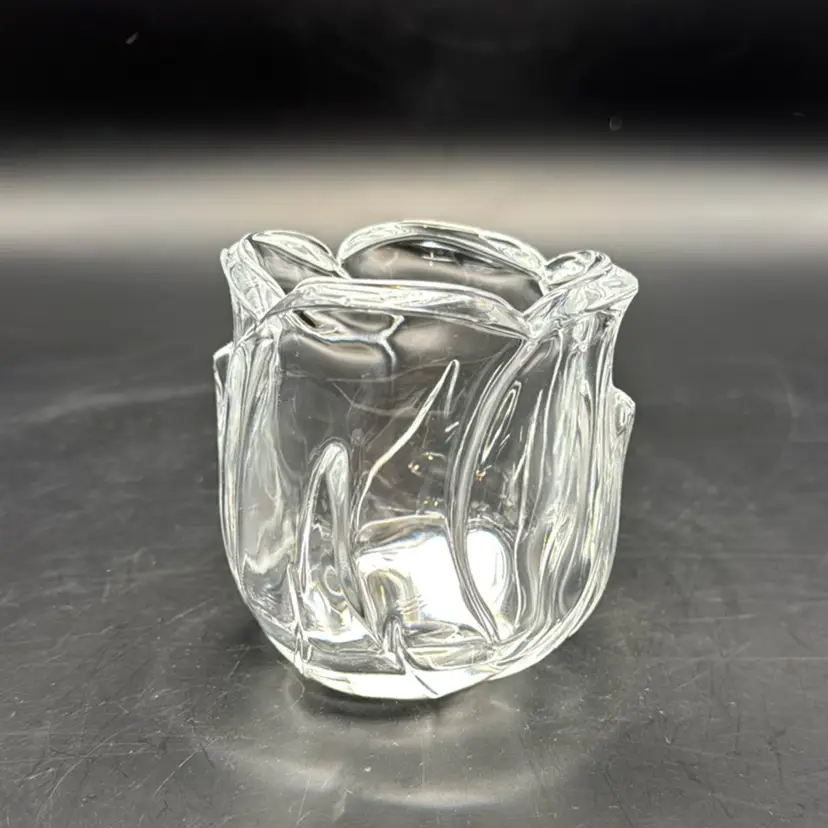 Fine Lead Crystal Tulip Flower Tea-light Candle Holder 3.25”