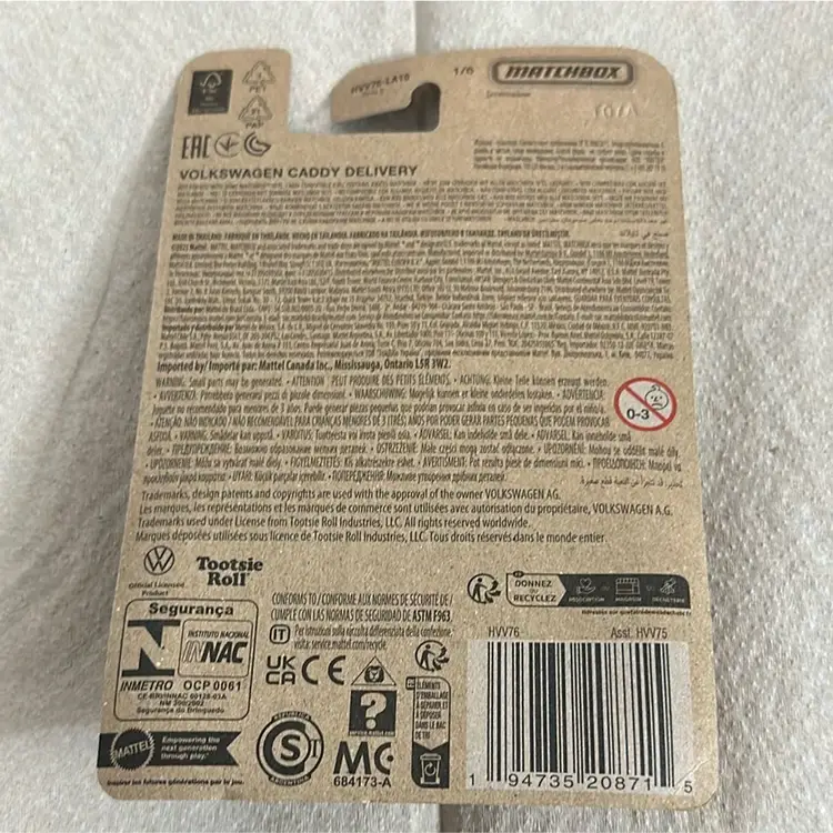 Matchbox TOOTSIE Roll Pop Diecast Car #1/6 Volkswagen Caddy Delivery B169 Brand New
