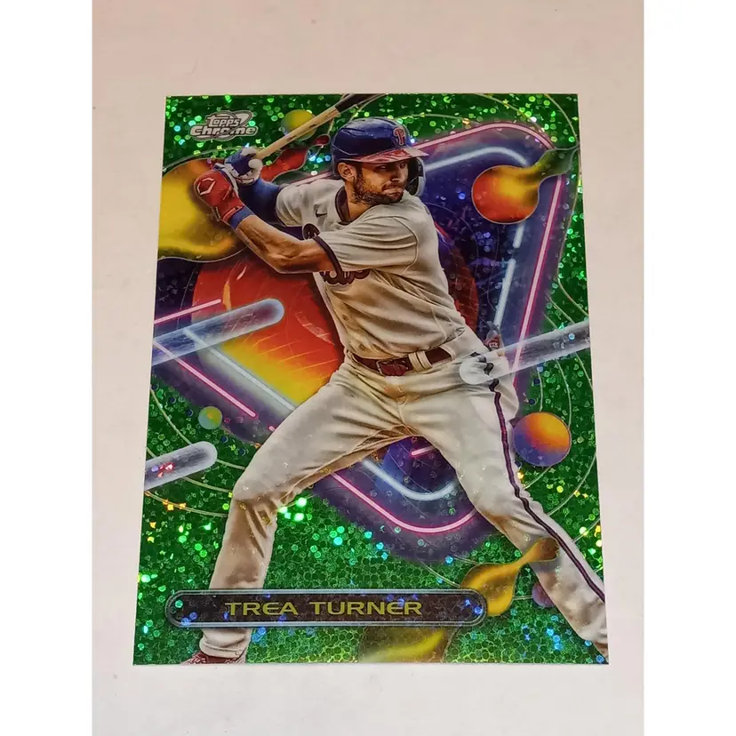 Trea Turner 2023 Topps Cosmic Chrome #167 Green Space Dust 55/75 Phillies